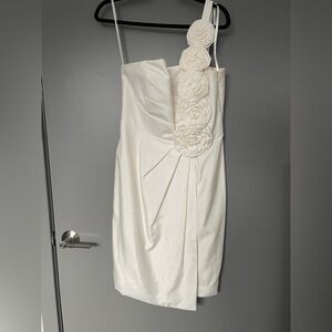 Eliza J Asymmetric One-Shoulder Rosette Dress